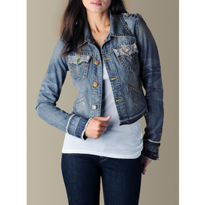 True Religion Brand Jeans Womens Jada Love & Haight Cropped Denim Jacket